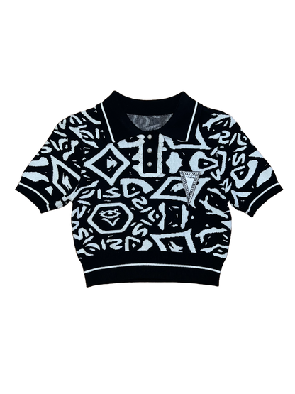 Women's Monogram Crop Polo (Black/White)
