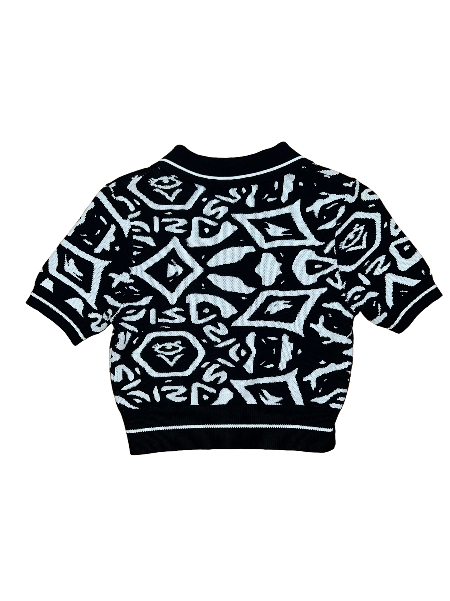 Women's Monogram Crop Polo (Black/White)