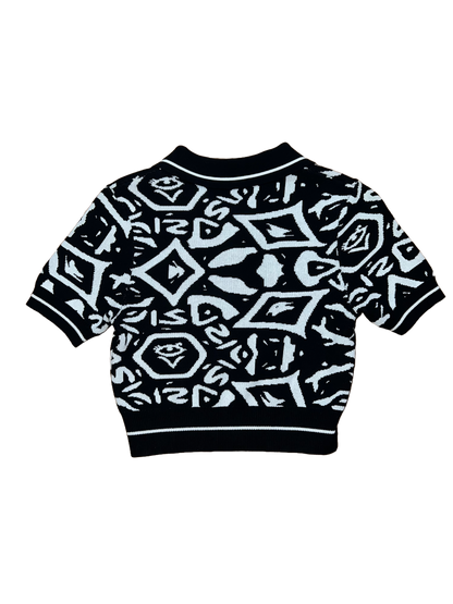 Women's Monogram Crop Polo (Black/White)