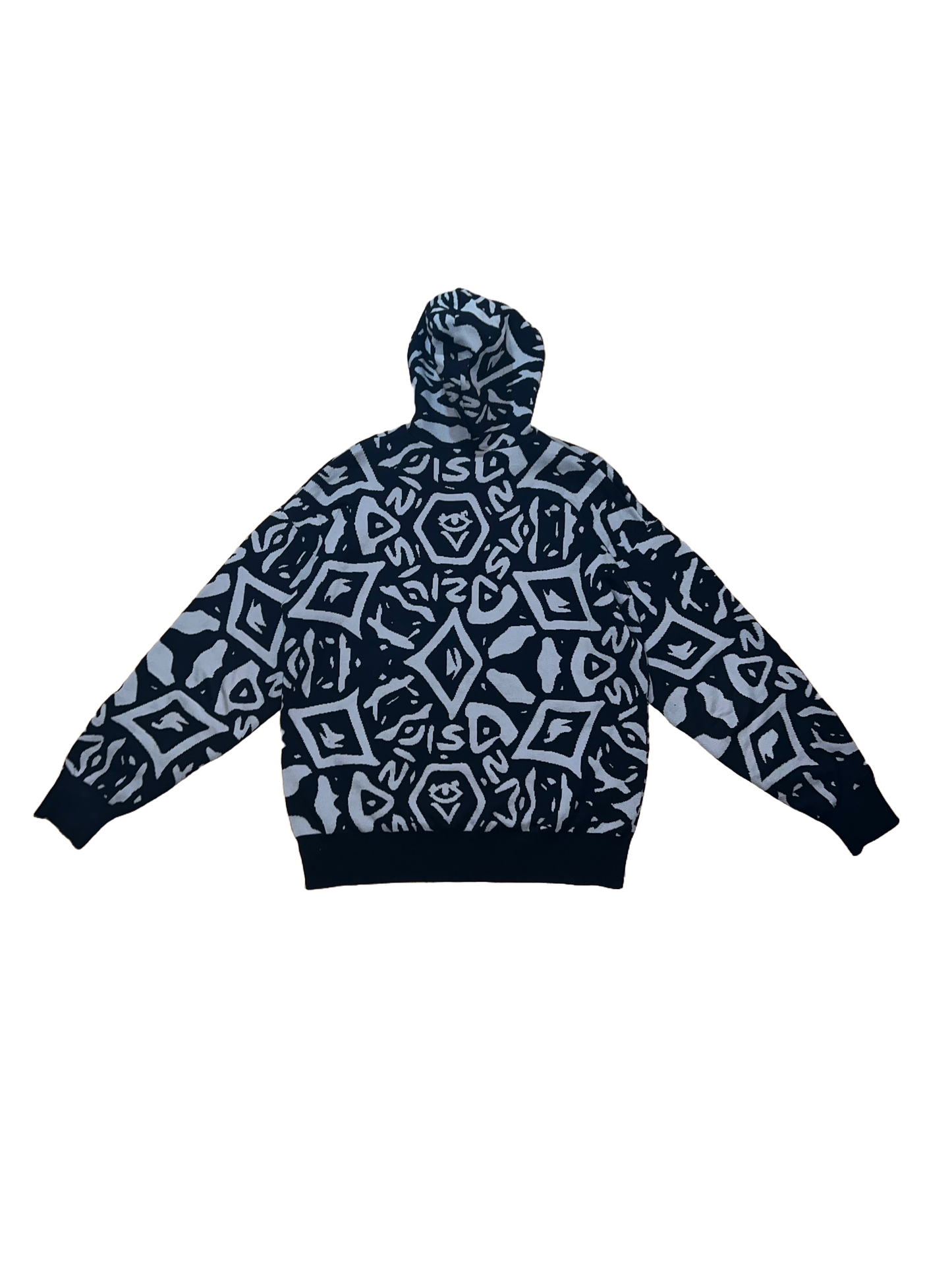 Unisex Monogram Full Zip Hoodie (Black/Grey)